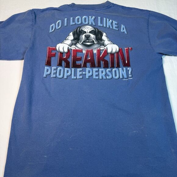 Big Dogs Blue "Do I Look Like A F*** People Person"  Funny T Shirt S/M Read Flaw - Picture 10 of 10